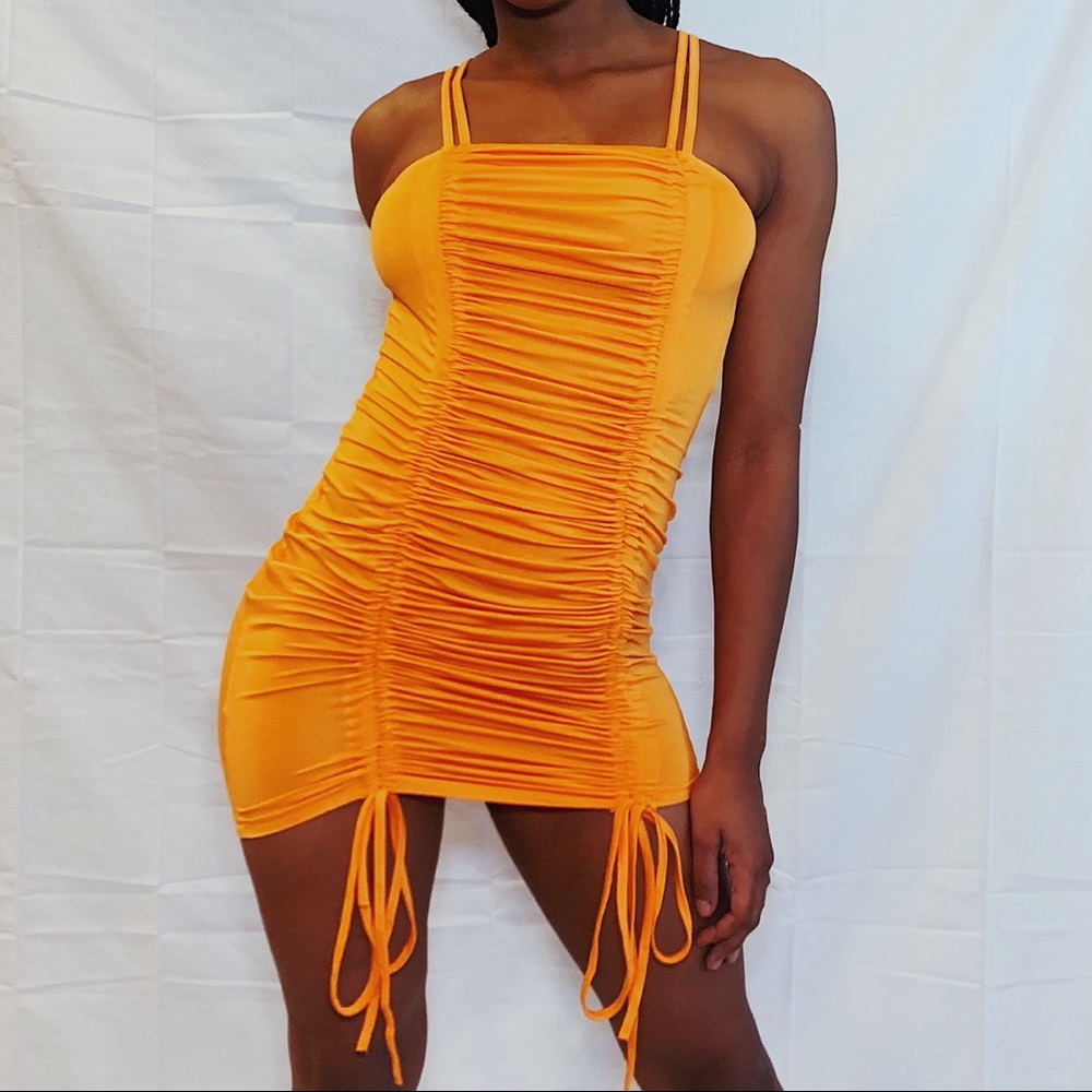 Ruched Drawstring Bodycon Dress